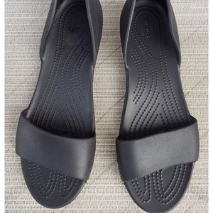 Crocs Black Lina Dorsay Flat Open Toe Sandals Size women's 10
